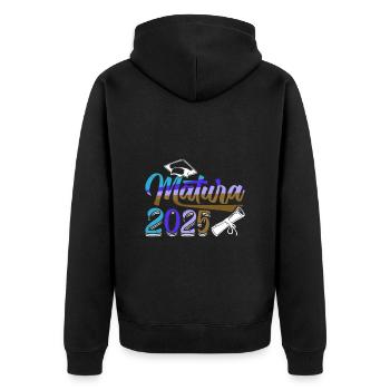 MATURA 2025 Maturant Matura Geschafft Lustiges - Unisex Premium Bio Zip Hoodie - Schwarz - Hinten - Nico (187cm)