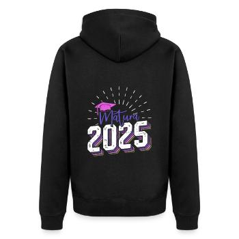 MATURA 2025 Maturant Matura Geschafft Lustiges - Unisex Premium Bio Zip Hoodie - Schwarz - Hinten - Nico (187cm)
