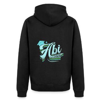 ABITUR 2025 ABI Geschafft Abiturient Lustiges - Unisex Premium Bio Zip Hoodie - Schwarz - Hinten - Nico (187cm)