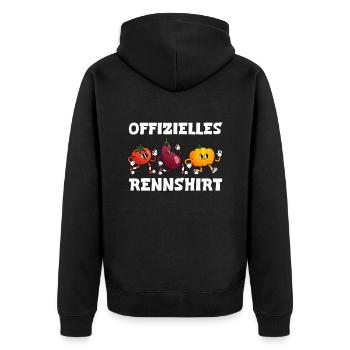 Läufer OFFIZIELLES RENNSHIRT Laufen Lustiges - Unisex Premium Bio Zip Hoodie - Schwarz - Hinten - Nico (187cm)