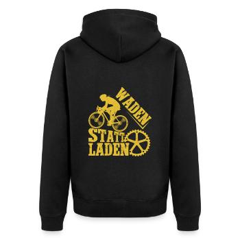 Radfahrer WADEN STATT LADEN Radeln Lustiges - Unisex Premium Bio Zip Hoodie - Schwarz - Hinten - Nico (187cm)