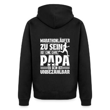 Papa MARATHON LÄUFER ZU SEIN EINE EHRE Lustiges - Unisex Premium Bio Zip Hoodie - Schwarz - Hinten - Nico (187cm)