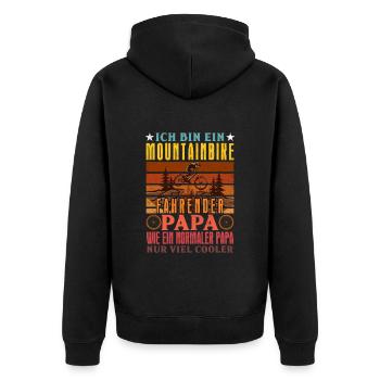 Vater BIN EIN MOUNTAINBIKE FAHRENDER PAPA Lustiges - Unisex Premium Bio Zip Hoodie - Schwarz - Hinten - Nico (187cm)