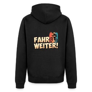 Radfahrer FAHR WEITER Radfahren Lustiges - Unisex Premium Bio Zip Hoodie - Schwarz - Hinten - Nico (187cm)