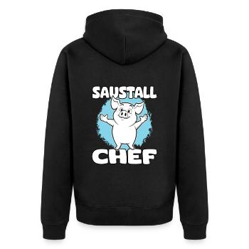 Ich bin der Chef | Bauer Führungskraft Landwirt - Unisex Premium Bio Zip Hoodie - Schwarz - Hinten - Nico (187cm)