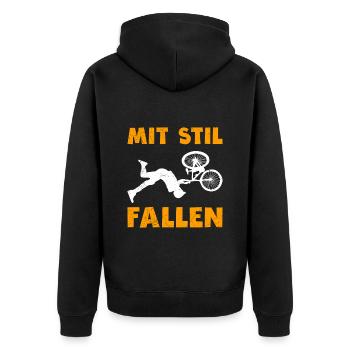 Radfahren MIT STIL FALLEN Radler Lustiges - Unisex Premium Bio Zip Hoodie - Schwarz - Hinten - Nico (187cm)