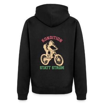 Radler KONDITION STATT STROM Radeln Lustiges - Unisex Premium Bio Zip Hoodie - Schwarz - Hinten - Nico (187cm)