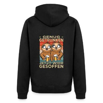 Genug getrunken - Saufen - Biertrinker Faultiere - Unisex Premium Bio Zip Hoodie - Schwarz - Hinten - Nico (187cm)
