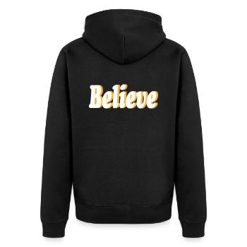 Believe - Unisex Premium Organic Zip Hoodie - black - Back - Nico (187cm)