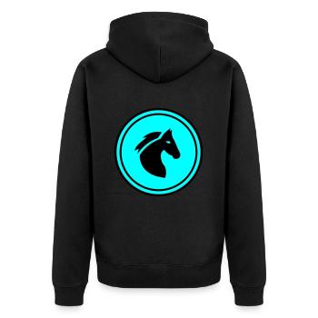Pferd Horse icon - Unisex Premium Bio Zip Hoodie - Schwarz - Hinten - Nico (187cm)