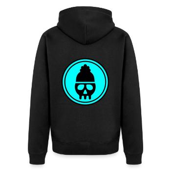 Skull kopf icon - Unisex Premium Bio Zip Hoodie - Schwarz - Hinten - Nico (187cm)