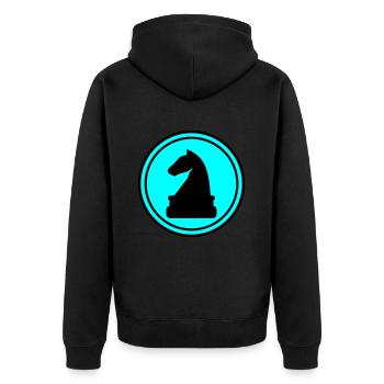 Pferd Schachfigur - Unisex Premium Bio Zip Hoodie - Schwarz - Hinten - Nico (187cm)