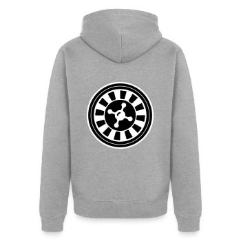 Roulette Icon Kreis - Unisex Premium Bio Zip Hoodie - Grau meliert - Hinten - Nico (187cm)