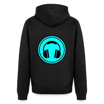 Kopfhörer Symbol - Unisex Premium Bio Zip Hoodie - Schwarz - Hinten - Nico (187cm)