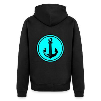 Anchor Icon Icon - Unisex Premium Organic Zip Hoodie - black - Back - Nico (187cm)