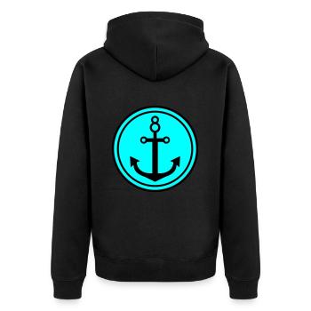 Anker - Unisex Premium Bio Zip Hoodie - Schwarz - Hinten - Nico (187cm)