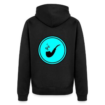 Smoking a pipe - Unisex Premium Organic Zip Hoodie - black - Back - Nico (187cm)