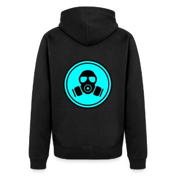 Gasmaske Symbol - Unisex Premium Bio Zip Hoodie - Schwarz - Hinten - Nico (187cm)