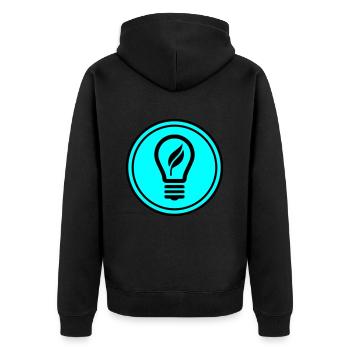 Glühbirne Symbol - Unisex Premium Bio Zip Hoodie - Schwarz - Hinten - Nico (187cm)