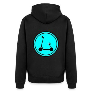 E-roller Icon - Unisex Premium Bio Zip Hoodie - Schwarz - Hinten - Nico (187cm)