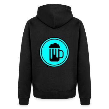 Bier glas - Unisex Premium Bio Zip Hoodie - Schwarz - Hinten - Nico (187cm)