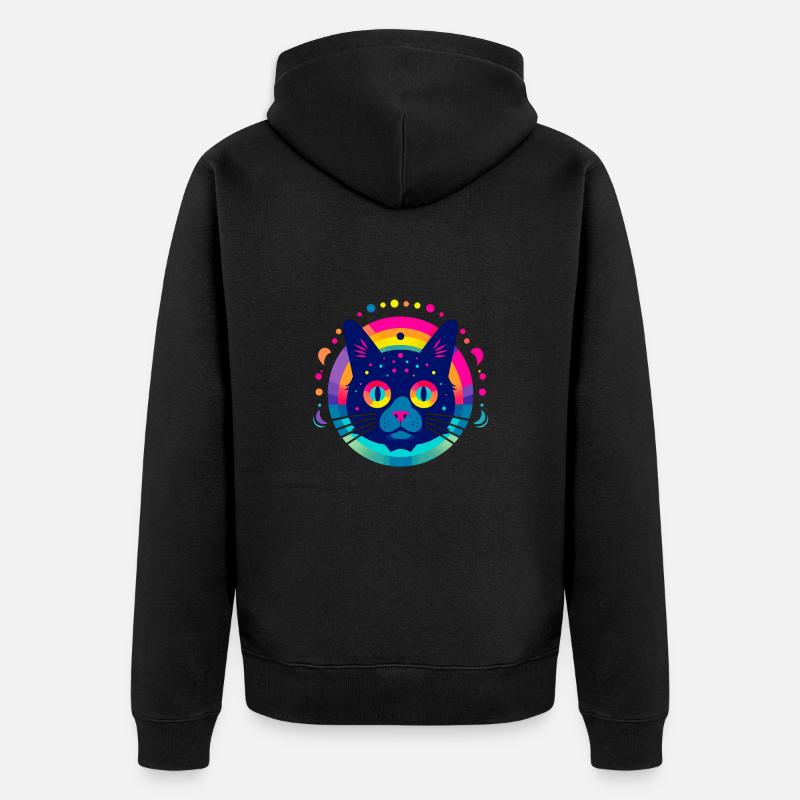Flat Icon Cat Rainbow - Unisex Premium Bio Zip Hoodie - Schwarz