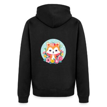 Kawaii fox girl avec des fleurs - Veste à capuche bio Premium Unisexe - noir - Dos - Nico (187cm)