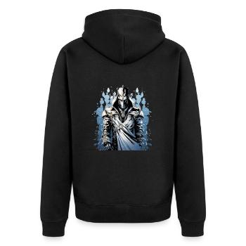 Snow the fighter - Unisex Premium Organic Zip Hoodie - black - Back - Nico (187cm)