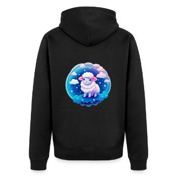 Mouton doux la nuit avec des étoiles - Veste à capuche bio Premium Unisexe - noir - Dos - Nico (187cm)