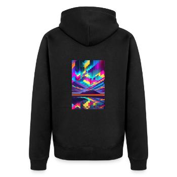 psychedelic glitch of pixels - Veste à capuche bio Premium Unisexe - noir - Dos - Nico (187cm)