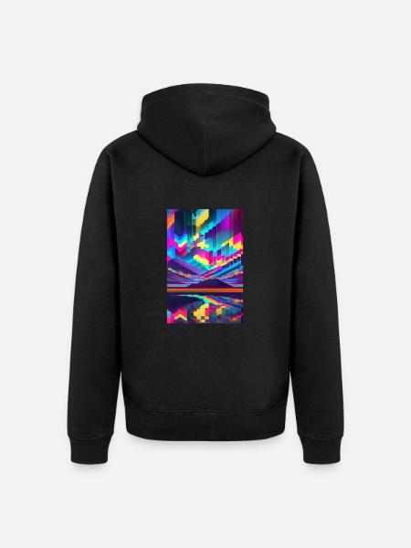 psychedelic glitch of pixels - Unisex Premium Organic Zip Hoodie - black