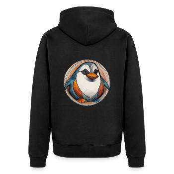 Penguin - Unisex Premium Organic Zip Hoodie - black - Back - Nico (187cm)
