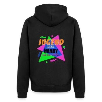 Jugend ohne Handy - Ich war dabei - Unisex Premium Bio Zip Hoodie - Schwarz - Hinten - Nico (187cm)