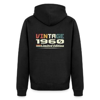 Vintage, 1960er Jahre, Retro, 1960er Jahre, Geburtstagsgeschenk - Unisex Premium Bio Zip Hoodie - Schwarz - Hinten - Nico (187cm)