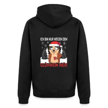 Glühwein Weihnachsmarkt & Ugly Christmas Sprüche - Unisex Premium Bio Zip Hoodie - Schwarz - Hinten - Nico (187cm)