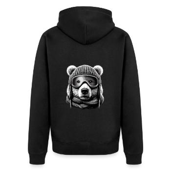 Bear With Ski Goggles Ski Holiday Skiing Knitted Hat - Unisex Premium Organic Zip Hoodie - black - Back - Nico (187cm)