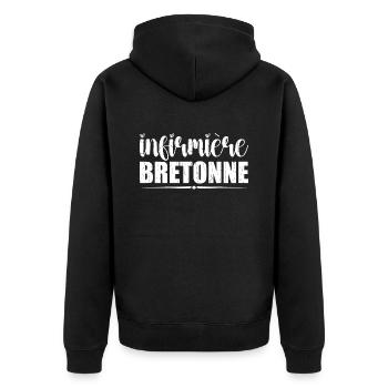 Infirmière Bretonne | Idée cadeau femme | Bretagne - Veste à capuche bio Premium Unisexe - noir - Dos - Nico (187cm)