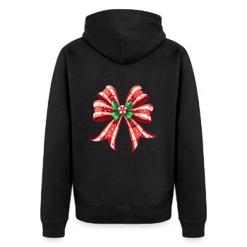 Weihnachtsgeschenk mit Zuckerrohrschleife - Unisex Premium Bio Zip Hoodie - Schwarz - Hinten - Nico (187cm)