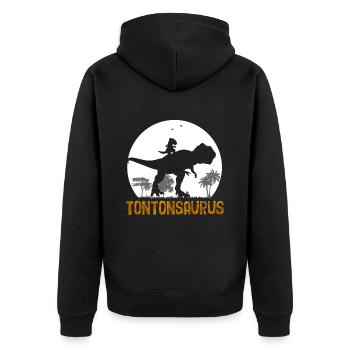 Tontonsaurus mein Onkel der beste Geschenkmann - Unisex Premium Bio Zip Hoodie - Schwarz - Hinten - Nico (187cm)