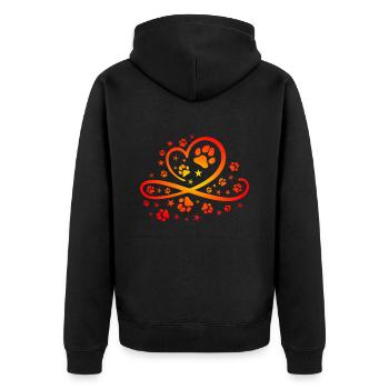 Herz mit Pfötchen und Sternen - Unisex Premium Bio Zip Hoodie - Schwarz - Hinten - Nico (187cm)
