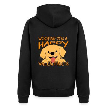 14. Februar Valentinstag-Geschenk Hunde-Besitzer - Unisex Premium Bio Zip Hoodie - Schwarz - Hinten - Nico (187cm)