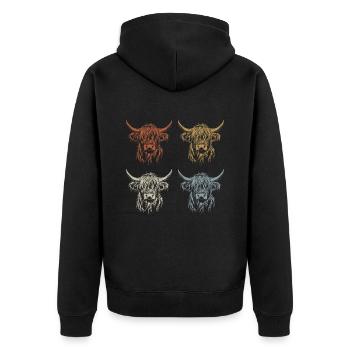 Bovins Highland Ecossais - Vintage - Cadeau - Veste à capuche bio Premium Unisexe - noir - Dos - Nico (187cm)