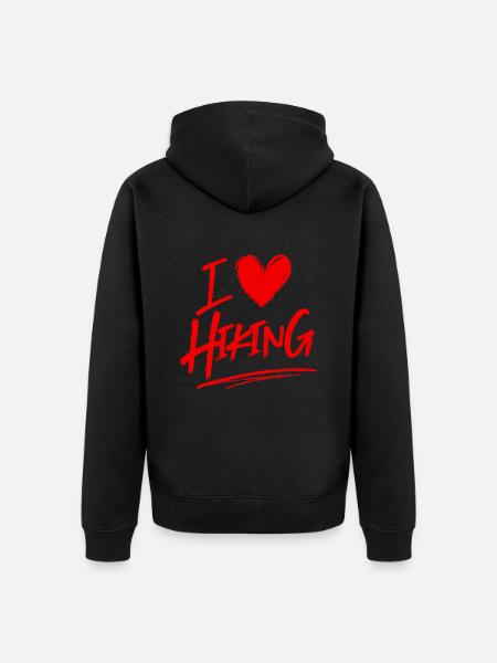 Ich liebe Hiking - Unisex Premium Bio Zip Hoodie - Schwarz