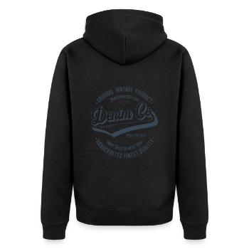 Denim Co. original vintage product handcrafted - Unisex Premium Organic Zip Hoodie - black - Back - Nico (187cm)
