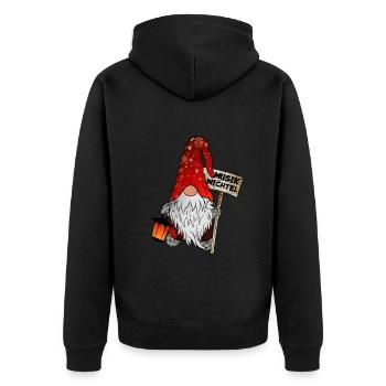 Musik Wichtel – Weihnachtsgnom - Unisex Premium Bio Zip Hoodie - Schwarz - Hinten - Nico (187cm)
