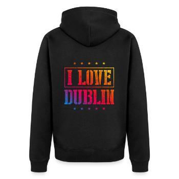I Love Dublin - Unisex Premium Organic Zip Hoodie - black - Back - Nico (187cm)