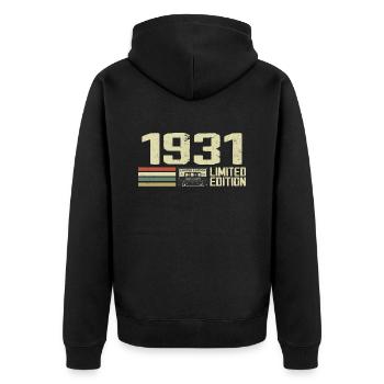 Né en 1931 - Vintage 1931 - 93e Anniversaire Rétro - Veste à capuche bio Premium Unisexe - noir - Dos - Nico (187cm)