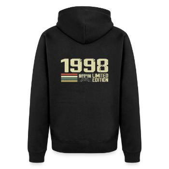Né en 1998 - Vintage 1998 - 26e Anniversaire Rétro - Veste à capuche bio Premium Unisexe - noir - Dos - Nico (187cm)