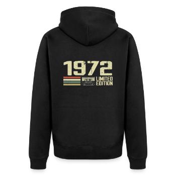 Né en 1972 - Vintage 1972 - 52e Anniversaire Rétro - Veste à capuche bio Premium Unisexe - noir - Dos - Nico (187cm)
