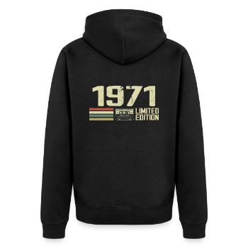Né en 1971 - Vintage 1971 - 53e Anniversaire Rétro - Veste à capuche bio Premium Unisexe - noir - Dos - Nico (187cm)